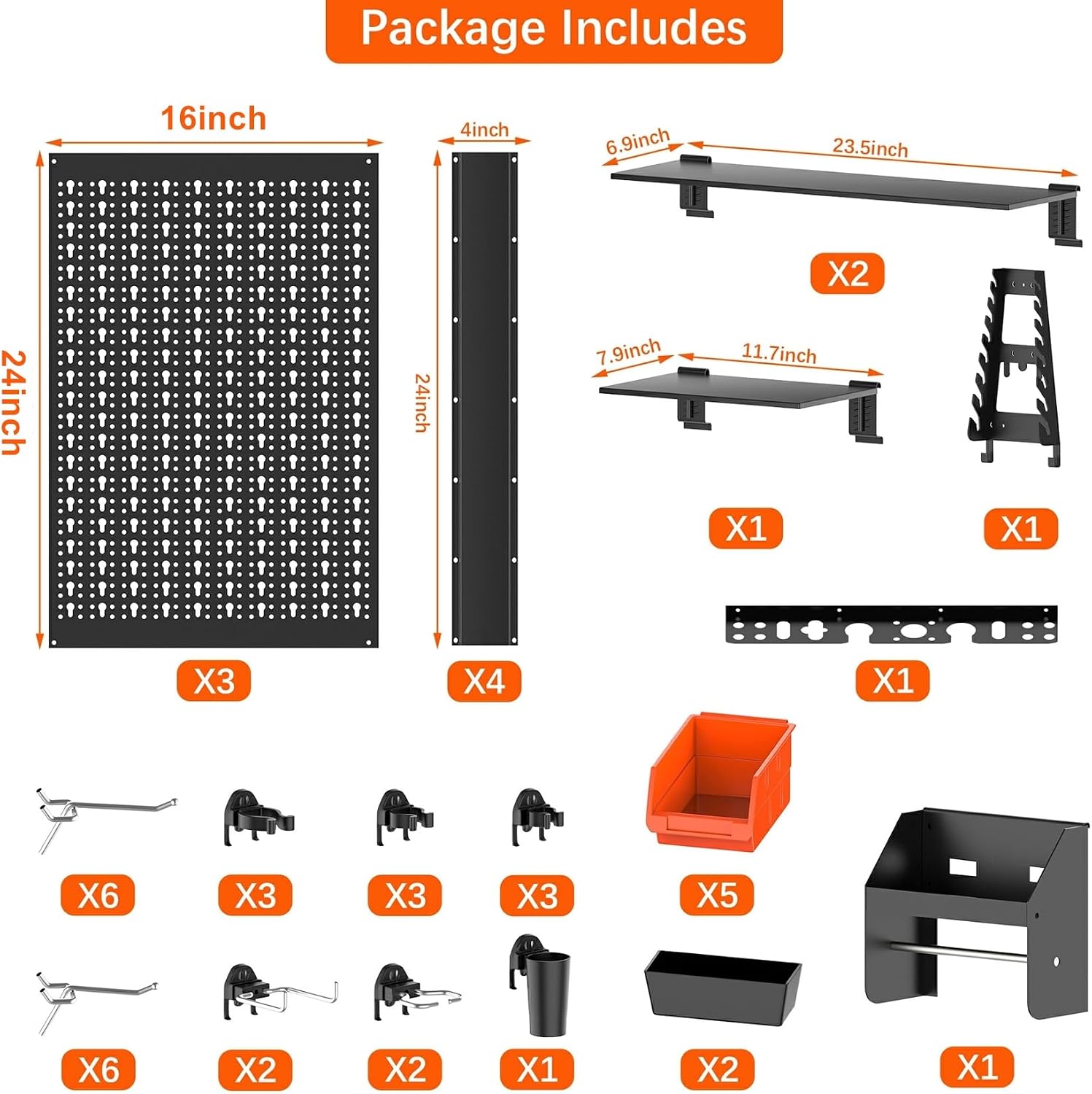 Metal Pegboard Wall Organizer  - Workshop Tools Display recension och pris