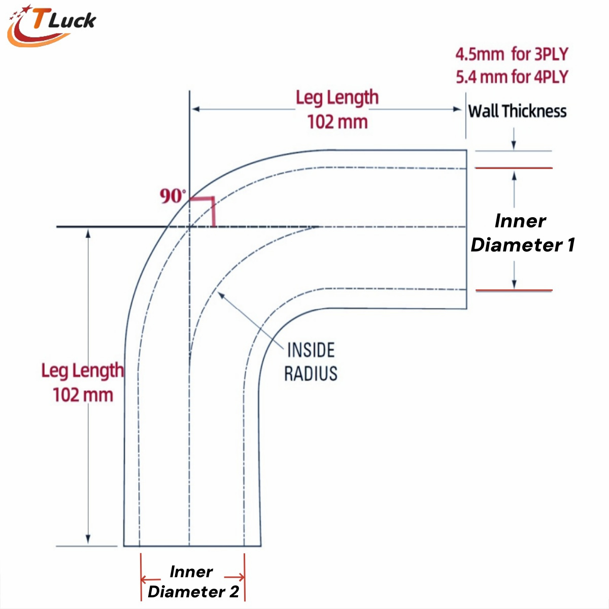 1PC 90 Degree Elbow Reduce Sil - Pipe Clamp Bar recension och pris