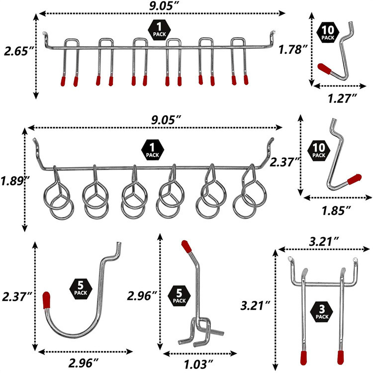 114 Pcs Pegboard Hooks Set Met - Workshop Tools On Wall recension och pris
