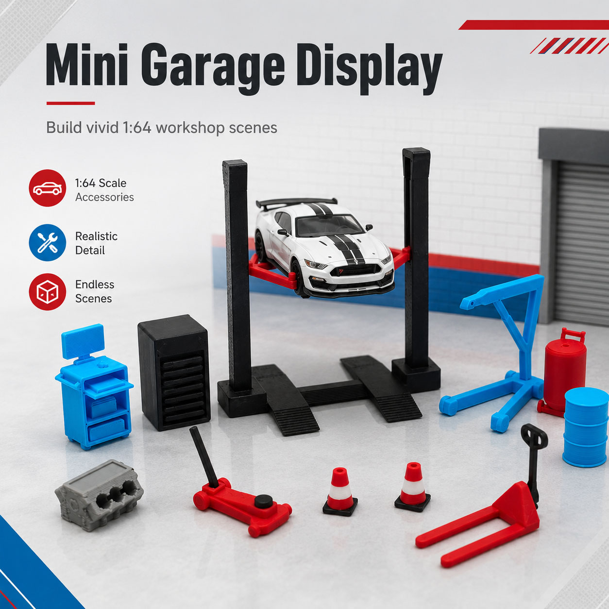 1:64 Garage Workshop Miniature - Workshop Tools Toy recension och pris
