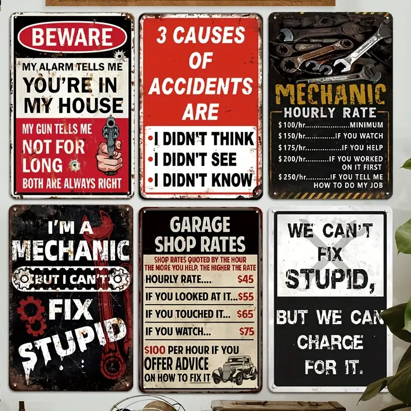 Decorative Sign & Plaque 6pcs  - Workshop Tools Logo recension och pris